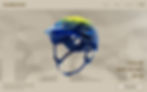 Website thumbnail for a travel equipment store. A blue bicycle helmet on a beige background covers the homepage.